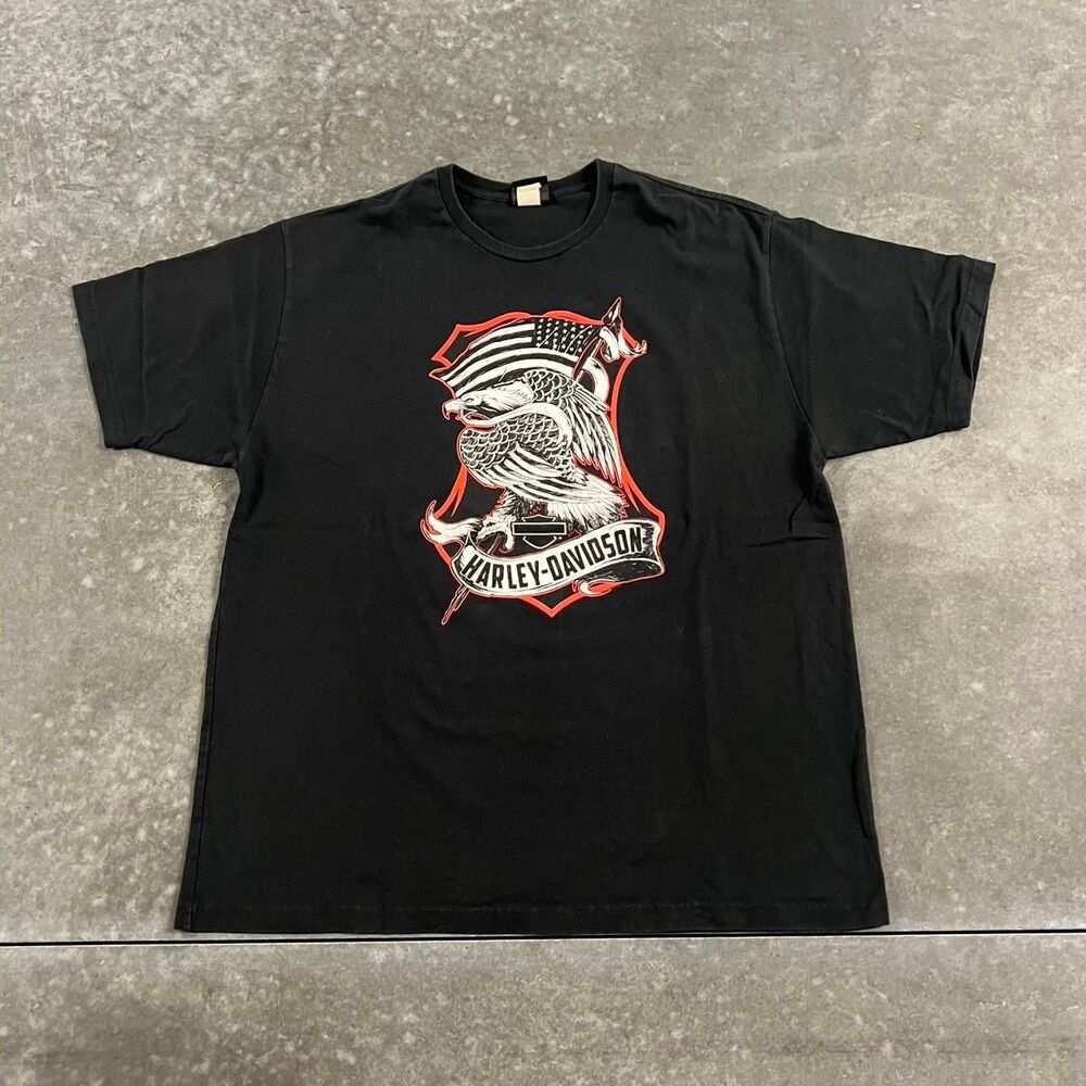 Harley-Davidson Downtown Renton WA Eagle Flag Graphic T Shirt